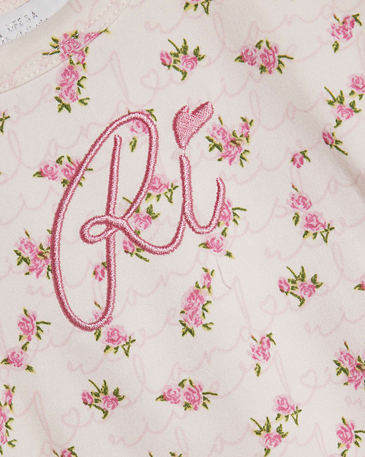 mini ragazze rosa bocciolo di rosa pigiama set