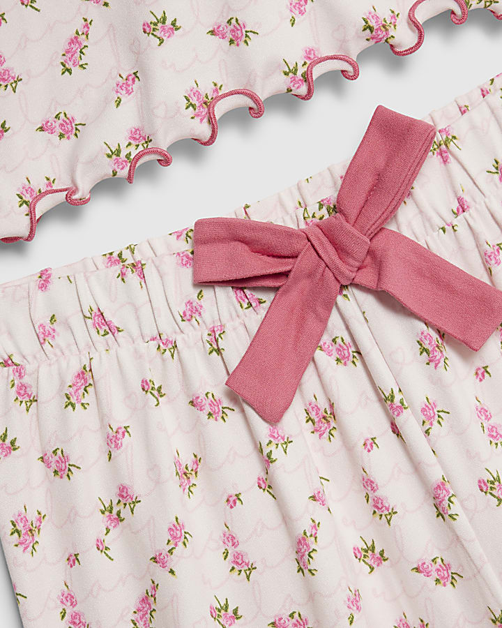 ragazze rosa bocciolo di rosa monogram set pigiama