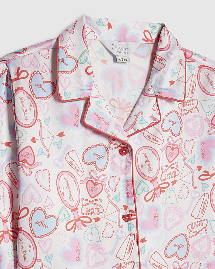 le ragazze bianco amore cuore satin pigiama