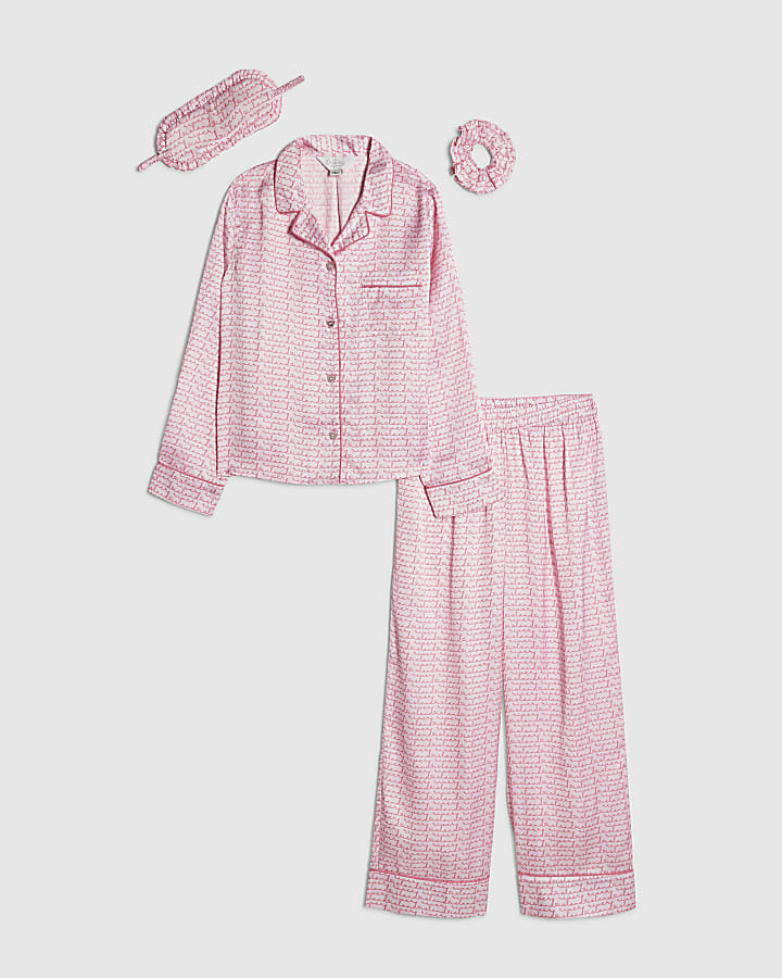 ragazze rosa ri script monogram set pigiama