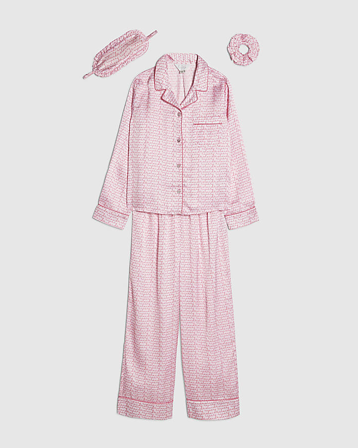 ragazze rosa ri script monogram set pigiama