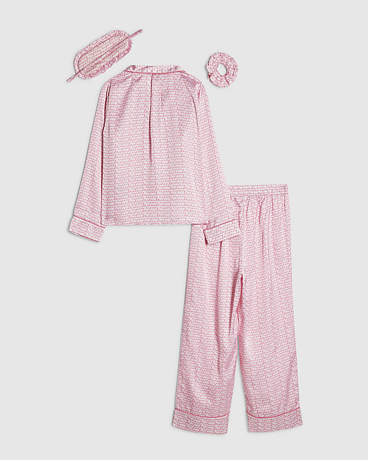 ragazze rosa ri script monogram set pigiama