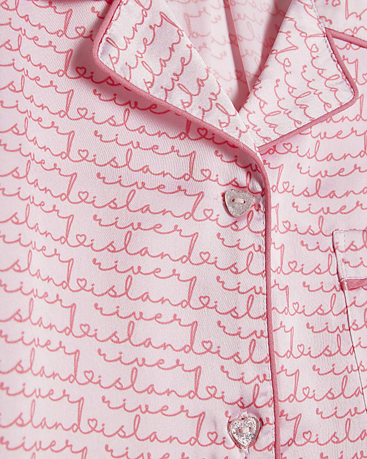 ragazze rosa ri script monogram set pigiama