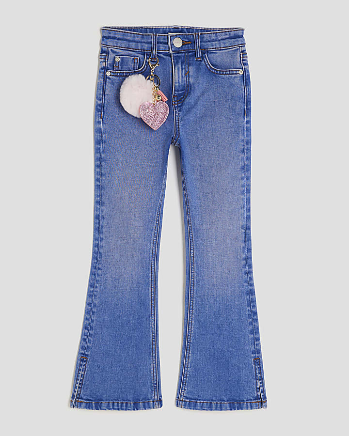 ragazze blu svasata con pom jeans
