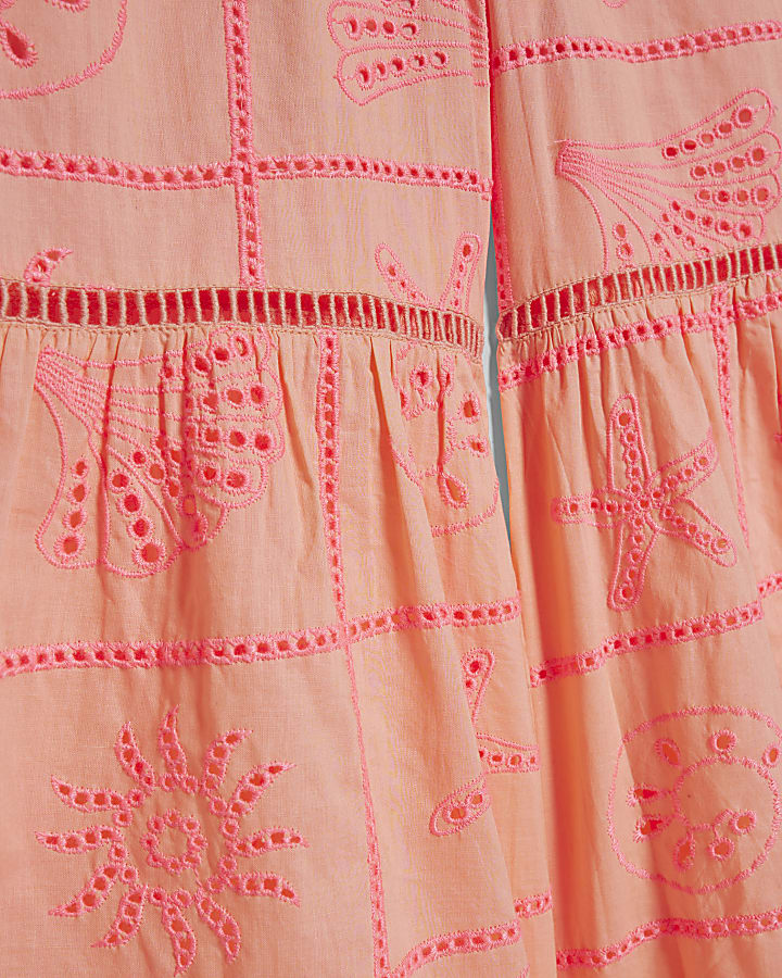 ragazze corallo livelli broderie top set
