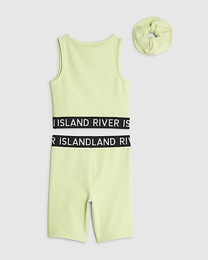 ragazze verde tank top set