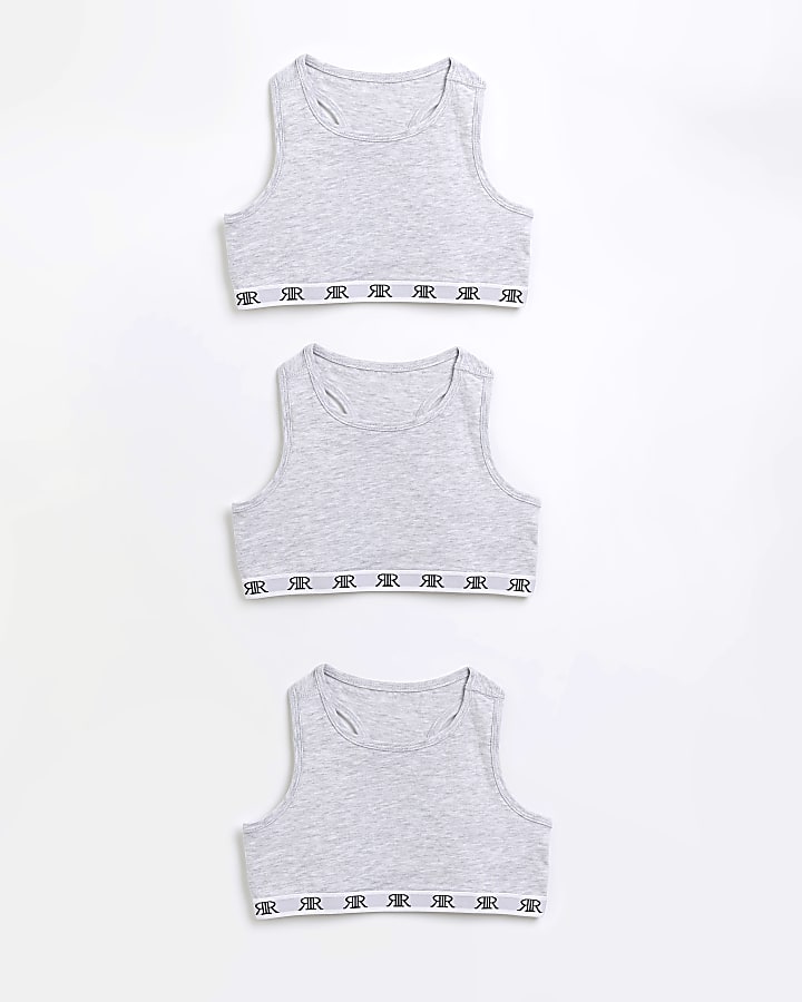 ragazze pack di 3 grigio ri racer crop top