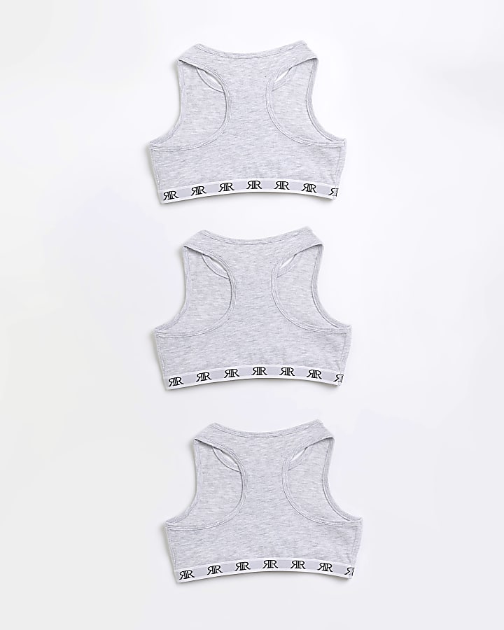 ragazze pack di 3 grigio ri racer crop top
