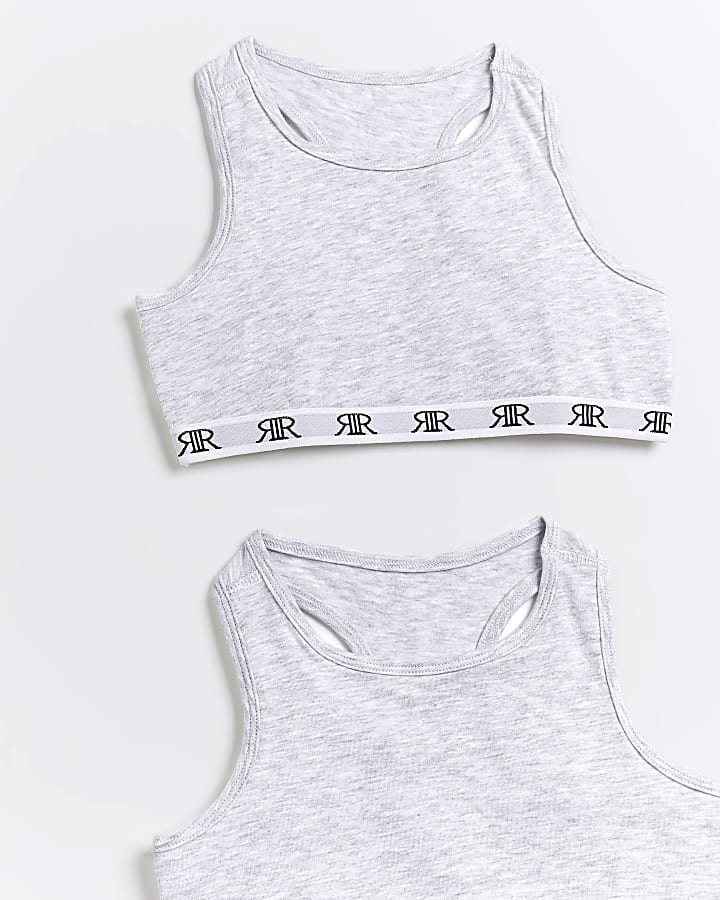 ragazze pack di 3 grigio ri racer crop top