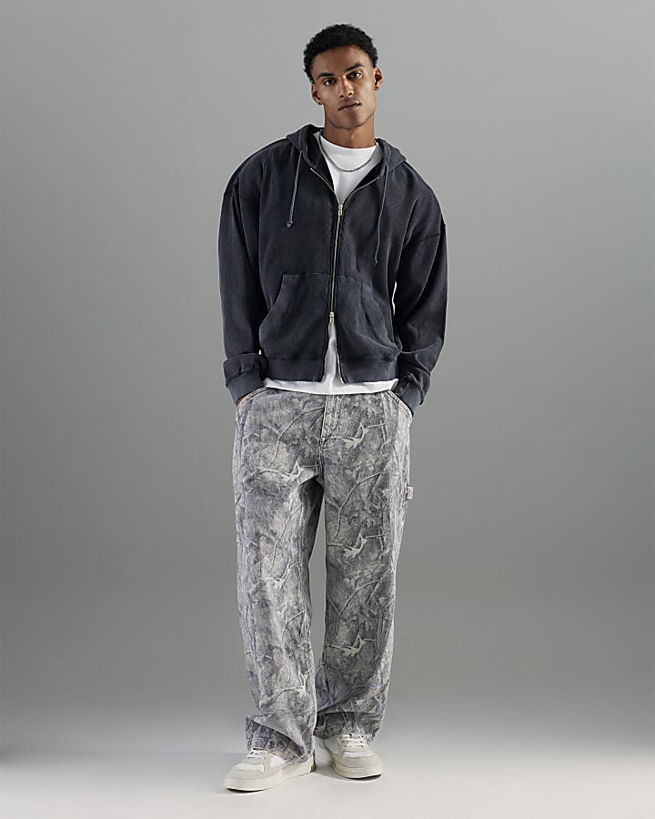 marrone baggy fit jeans camouflage