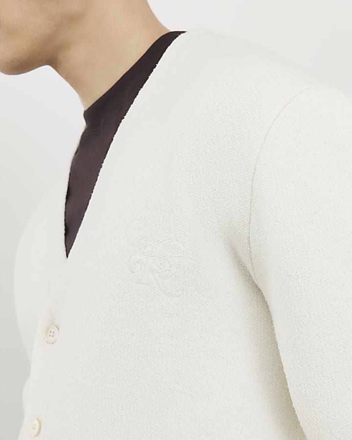 crema slim fit cardigan boucle