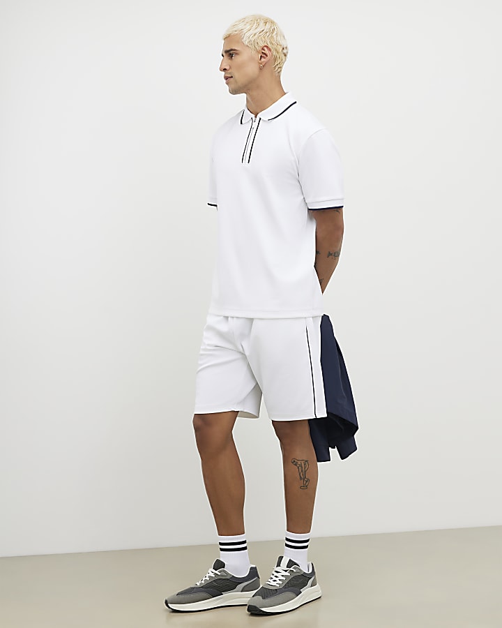 bianco slim fit martellata punta pantaloncini