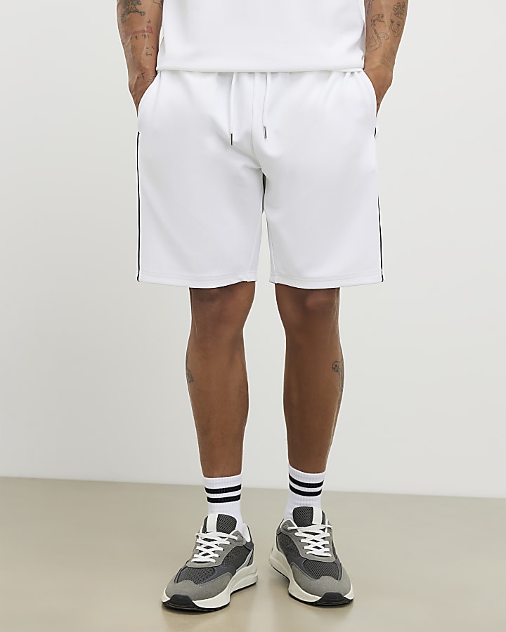 bianco slim fit martellata punta pantaloncini