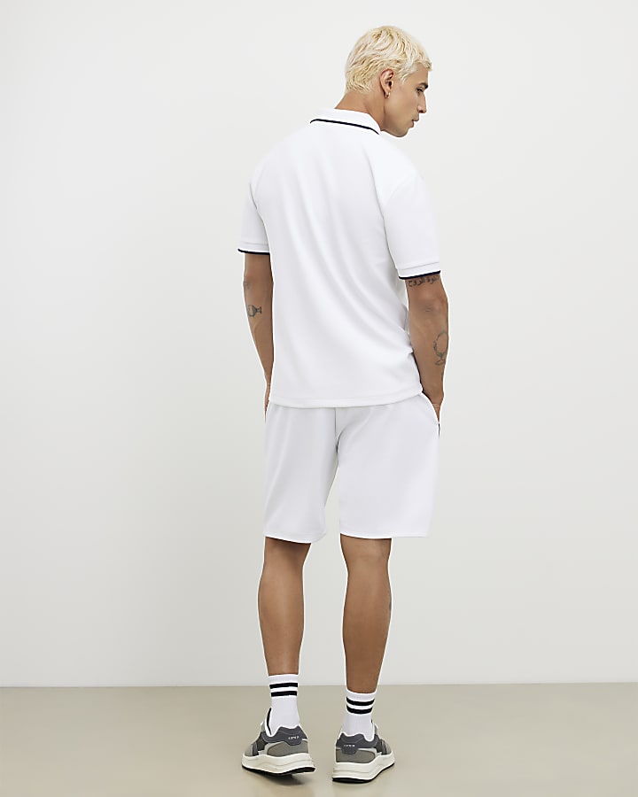 bianco slim fit martellata punta pantaloncini