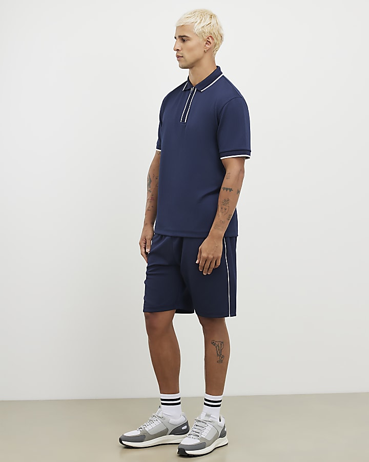 navy slim fit martellata punta pantaloncini