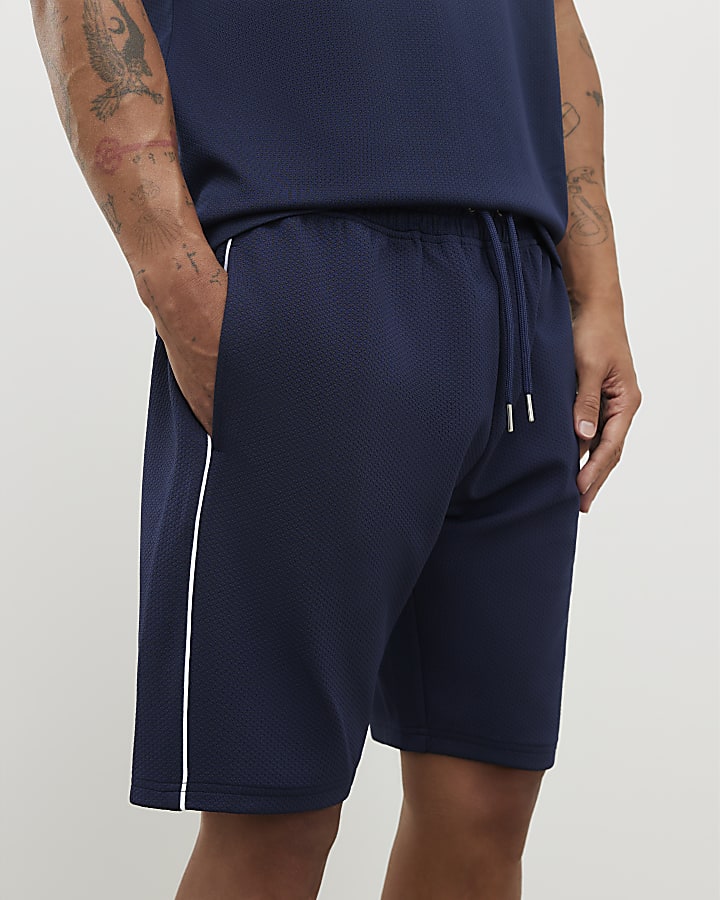 navy slim fit martellata punta pantaloncini