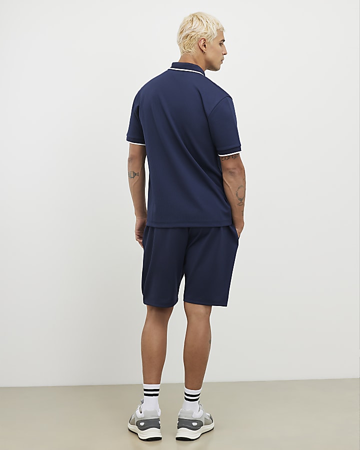 navy slim fit martellata punta pantaloncini