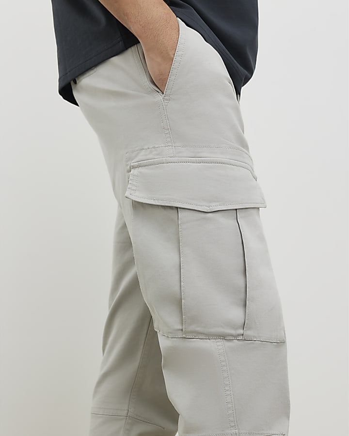 grigio skinny fit pantaloni cargo