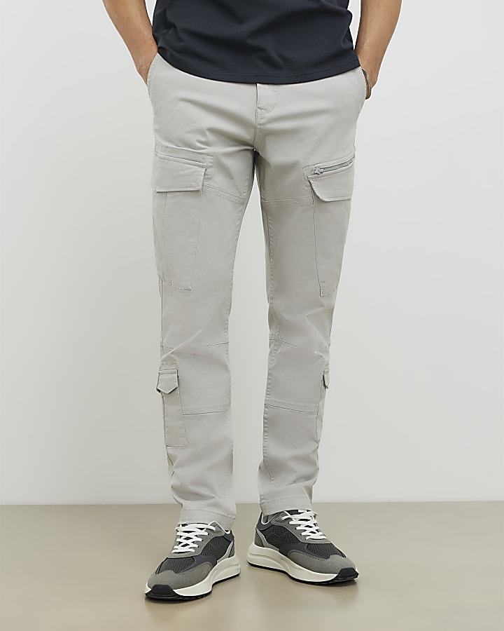 grigio skinny fit pantaloni cargo