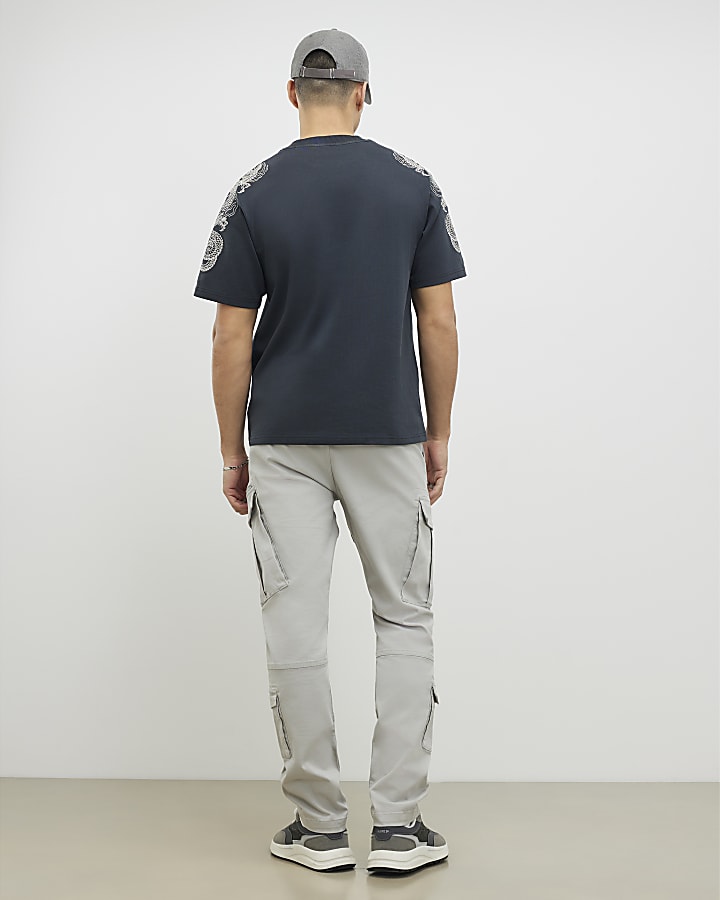 grigio skinny fit pantaloni cargo