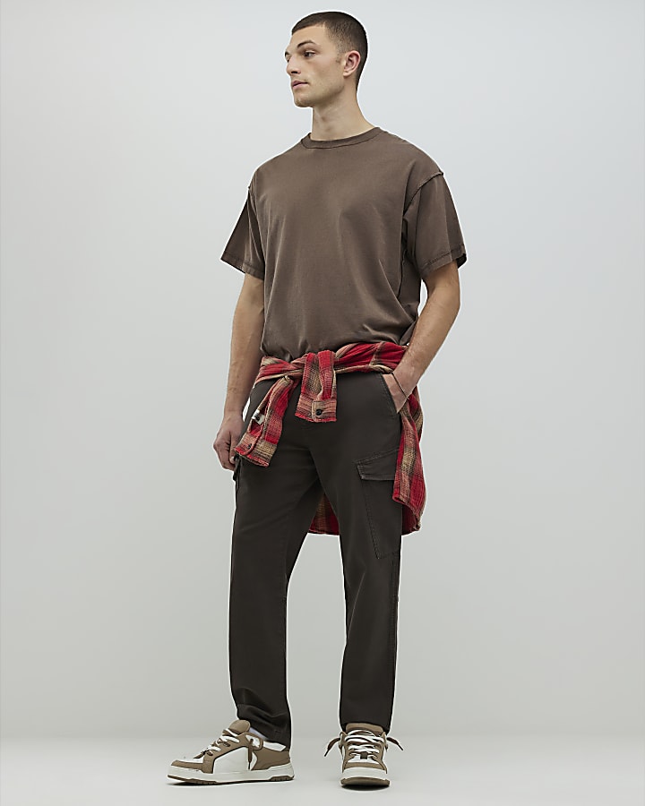 marrone regular fit pantalone cargo
