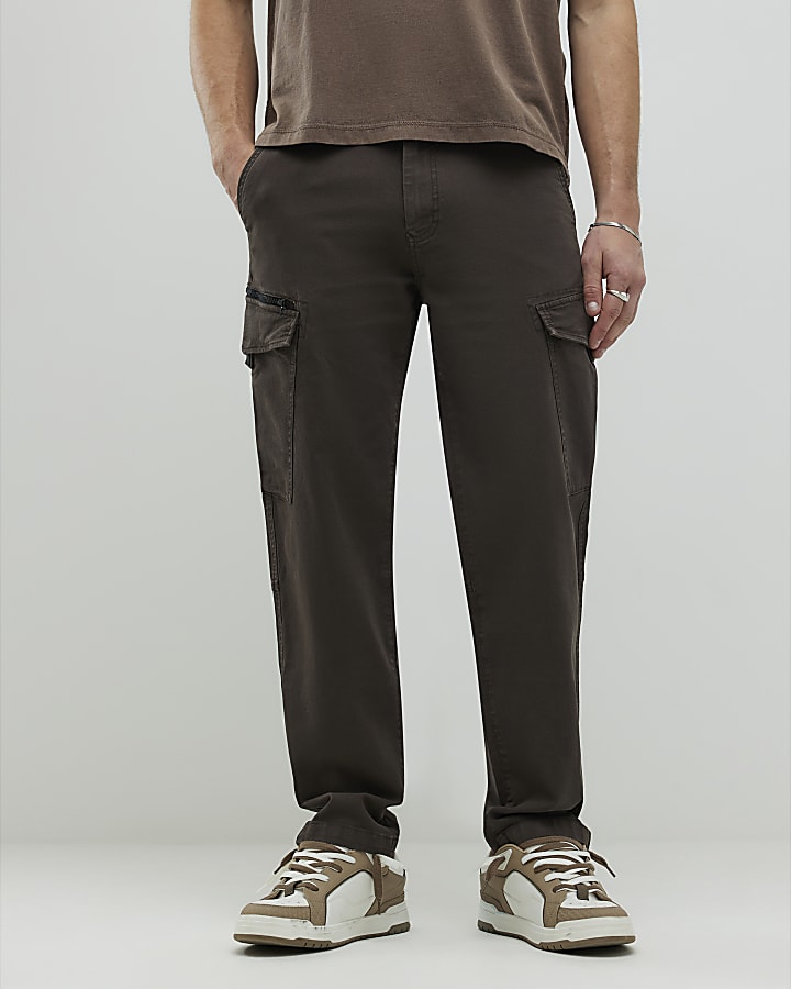 marrone regular fit pantalone cargo