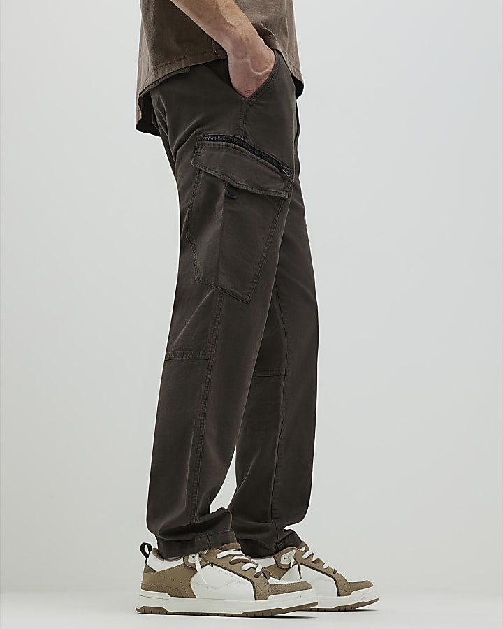 marrone regular fit pantalone cargo