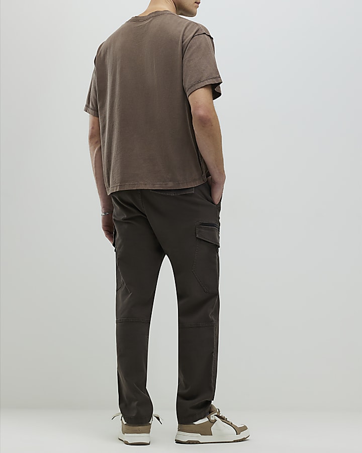marrone regular fit pantalone cargo