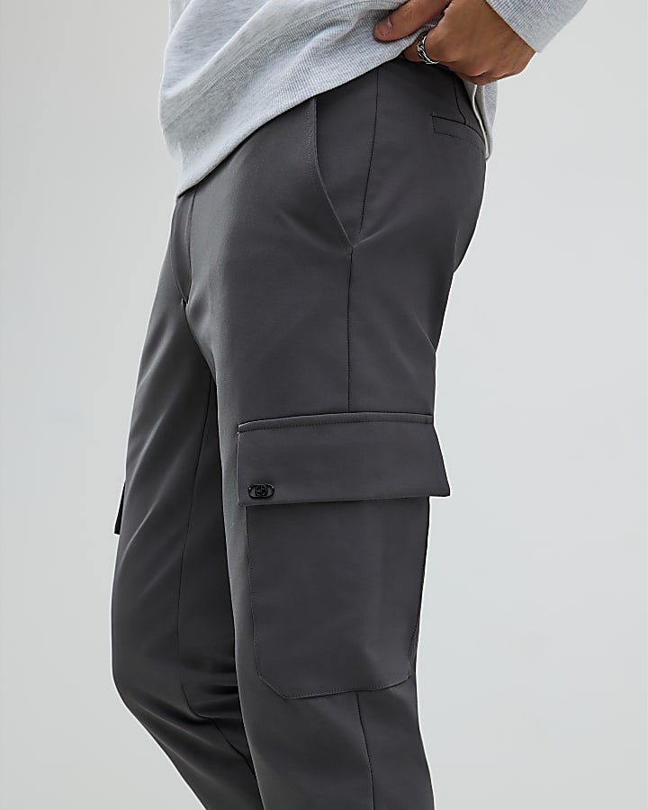 grigio skinny fit pantaloni cargo