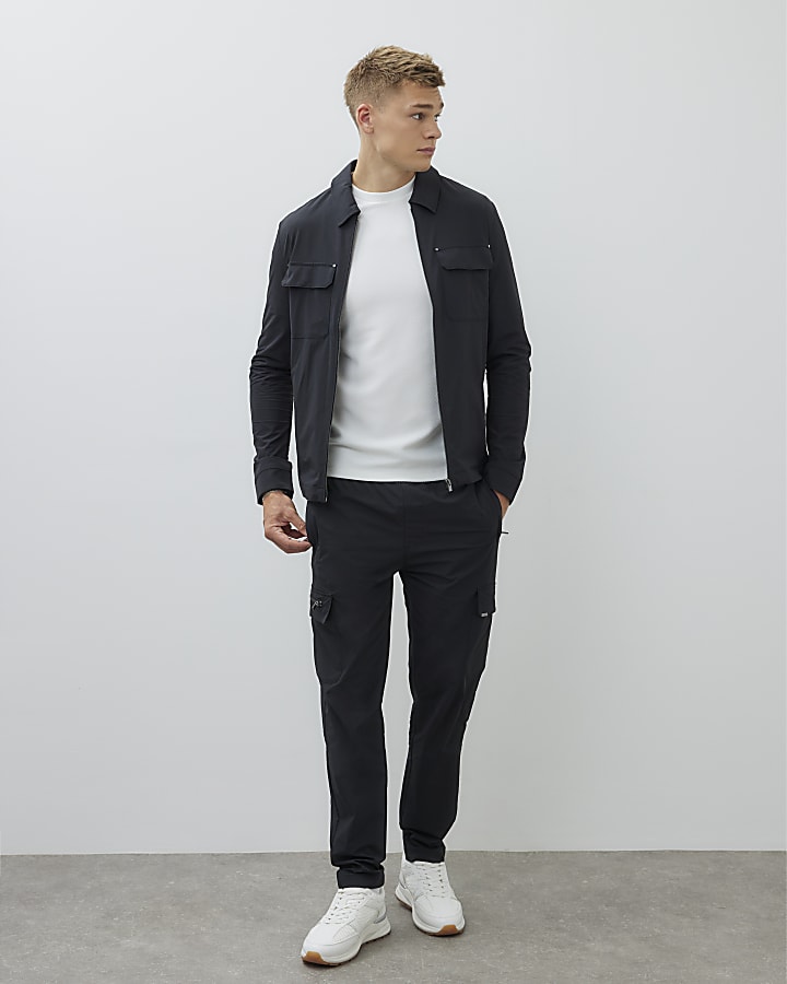 in nylon nero skinny fit pantaloni cargo
