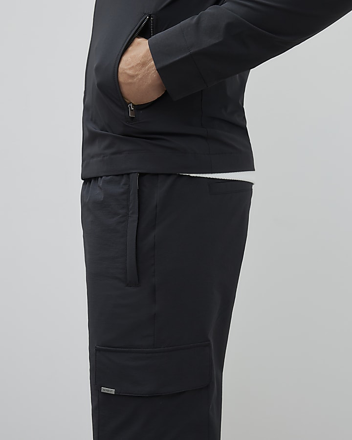 in nylon nero skinny fit pantaloni cargo