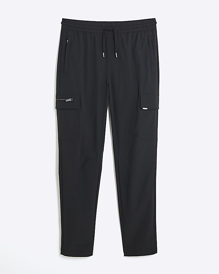 in nylon nero skinny fit pantaloni cargo
