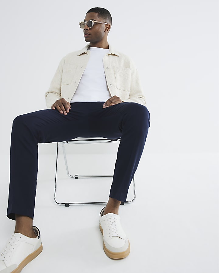 navy slim fit pantaloni chino