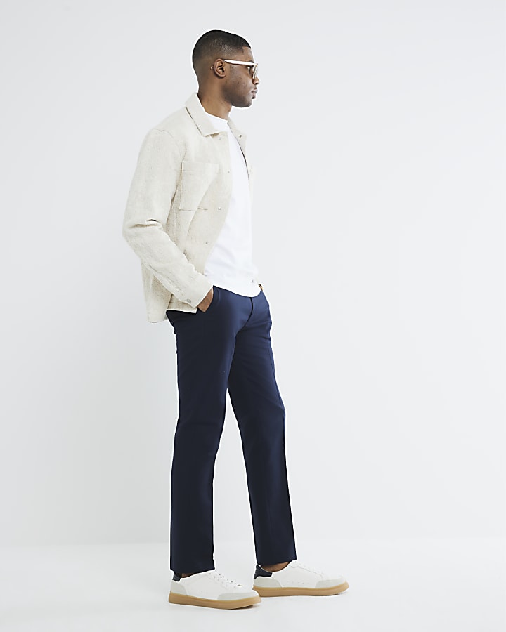 navy slim fit pantaloni chino