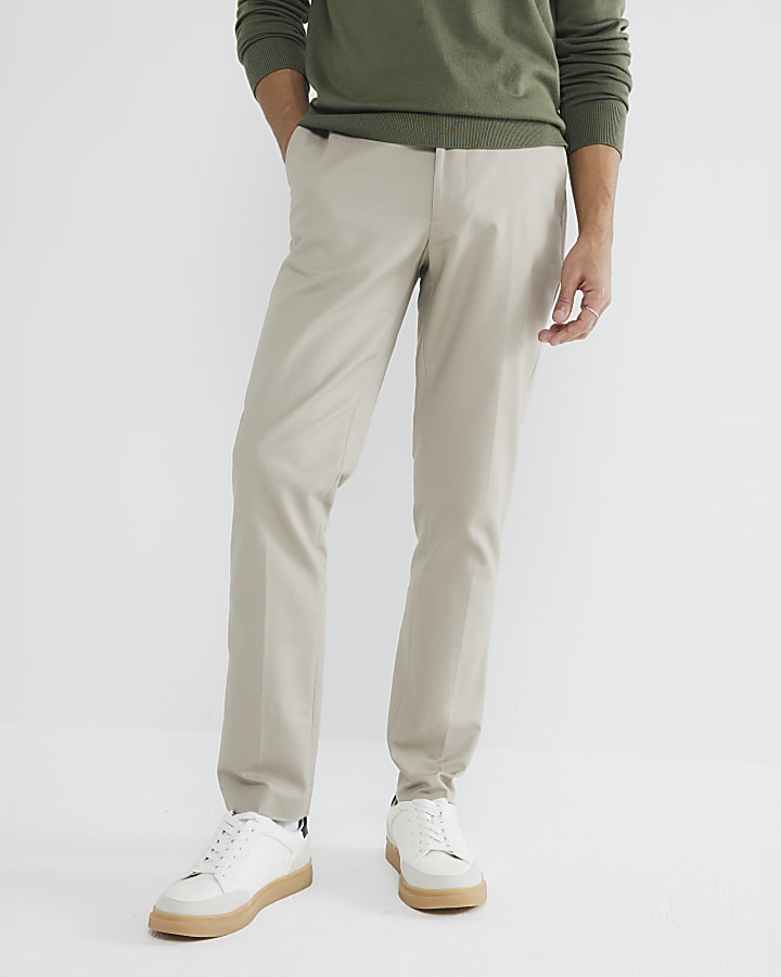 beige slim fit pantaloni chino