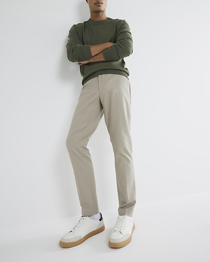 beige slim fit pantaloni chino
