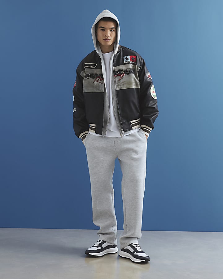 nero ecopelle motocross bomber jacket