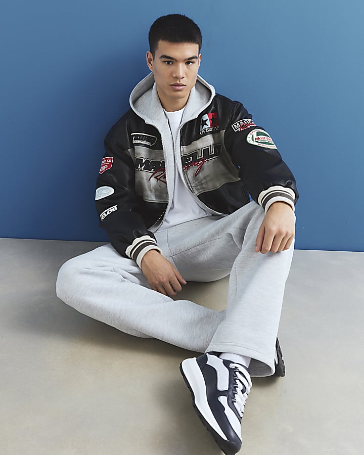 nero ecopelle motocross bomber jacket