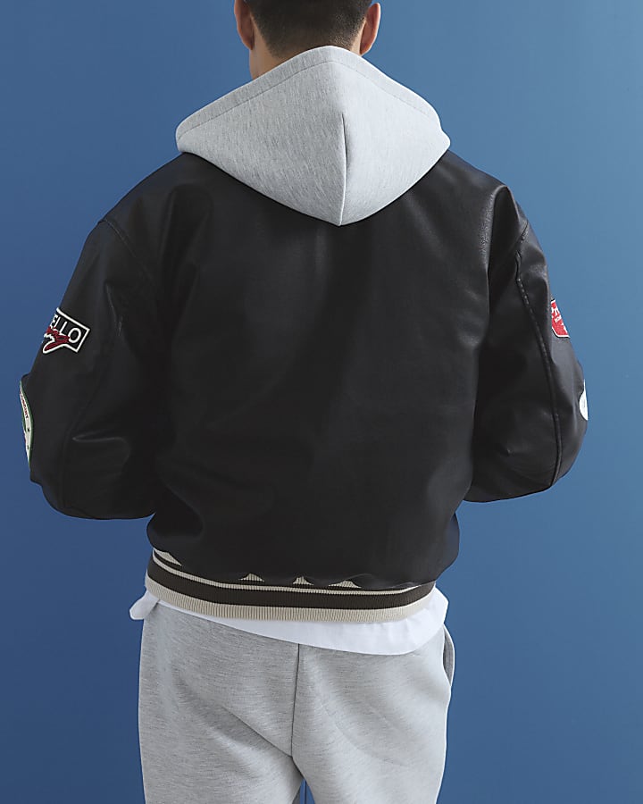 nero ecopelle motocross bomber jacket