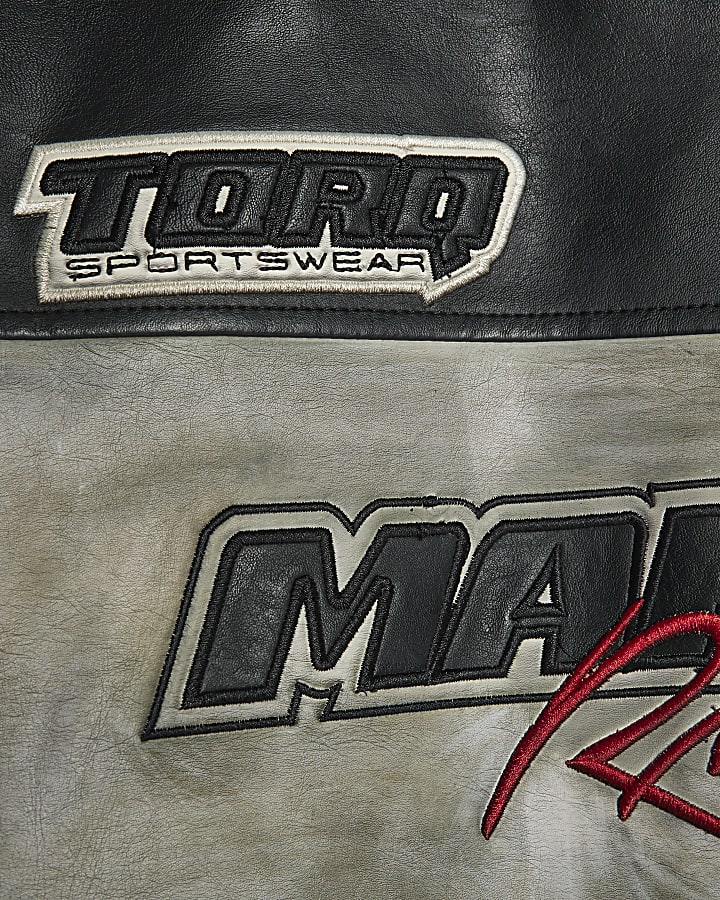 nero ecopelle motocross bomber jacket