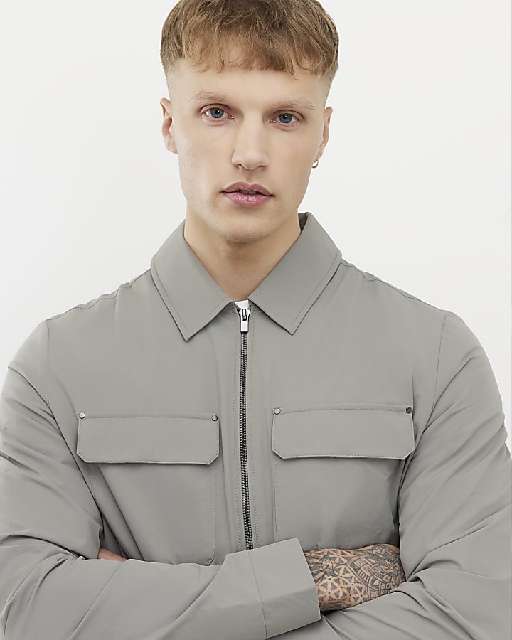 grigio muscle fit shacket