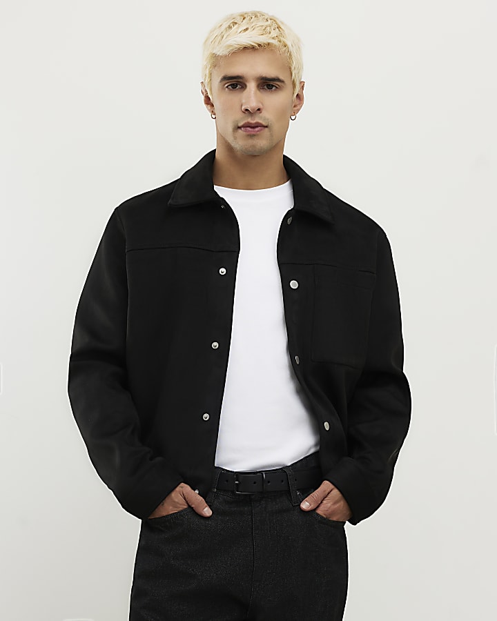nero faux suedette occidentali giacca