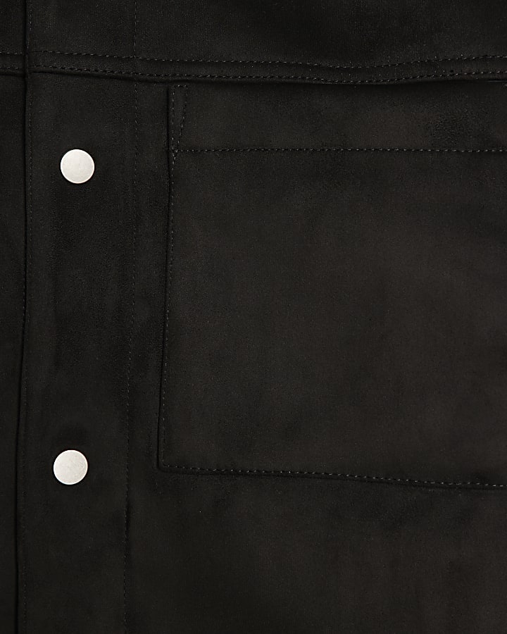 nero faux suedette occidentali giacca