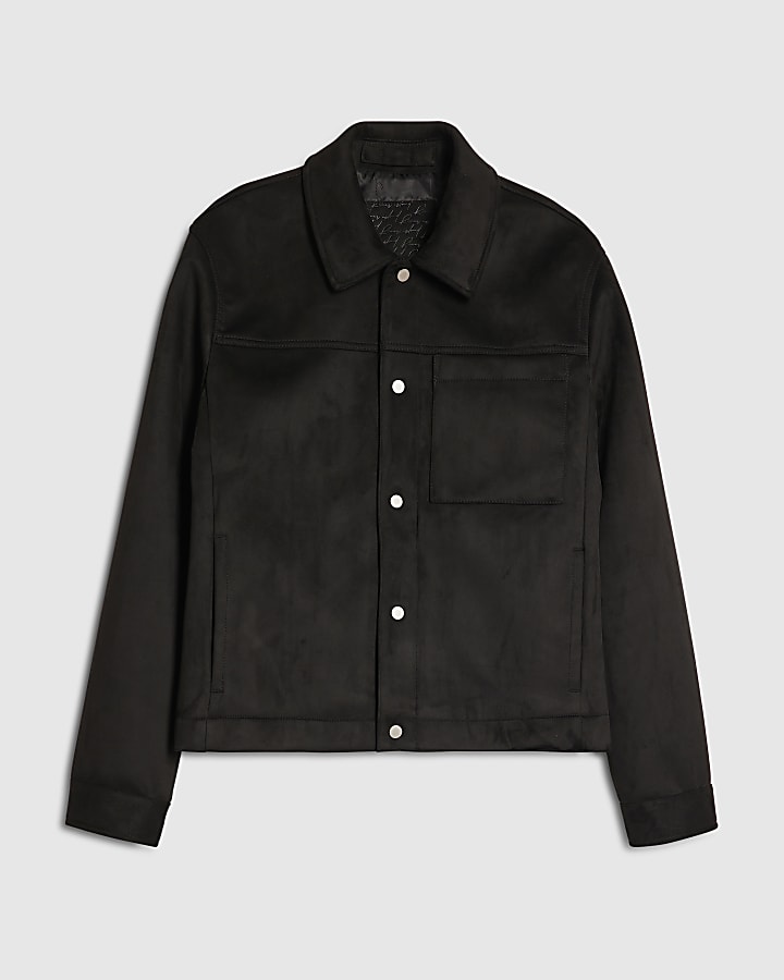 nero faux suedette occidentali giacca