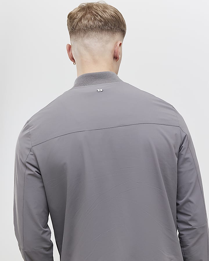 grigio muscle fit bomber jacket