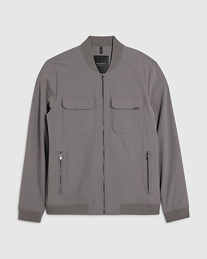 grigio muscle fit bomber jacket