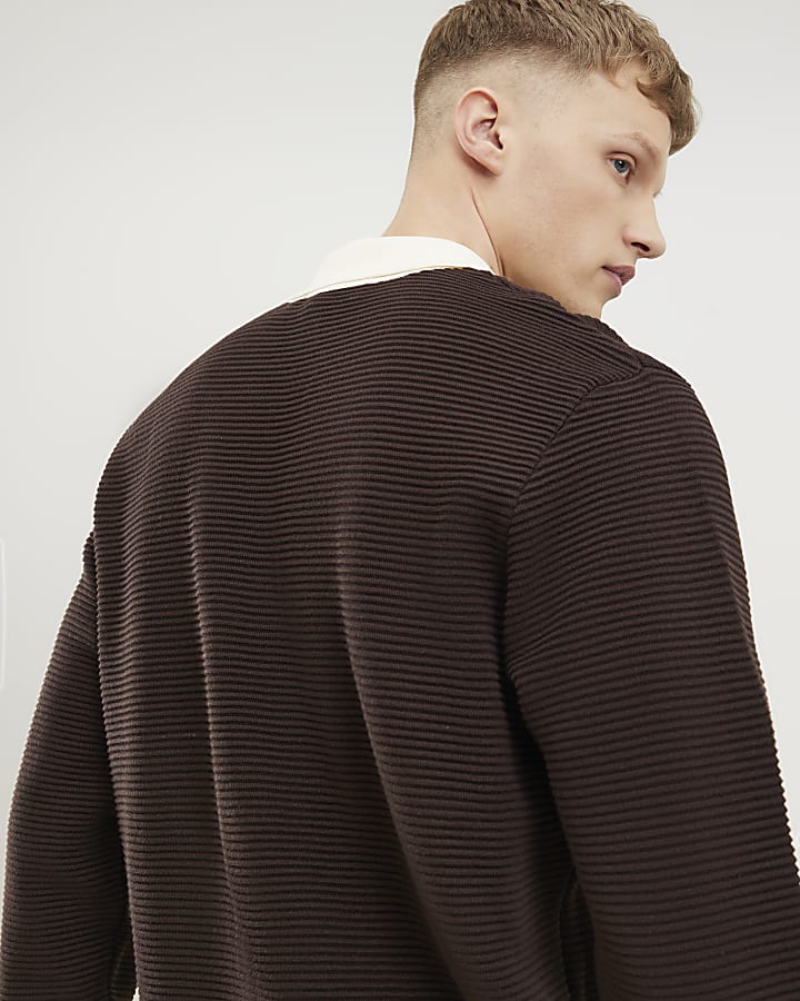 marrone regular fit penrose rugby jumper