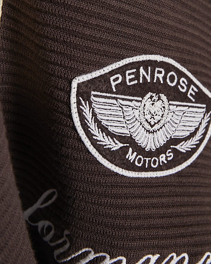 marrone regular fit penrose rugby jumper