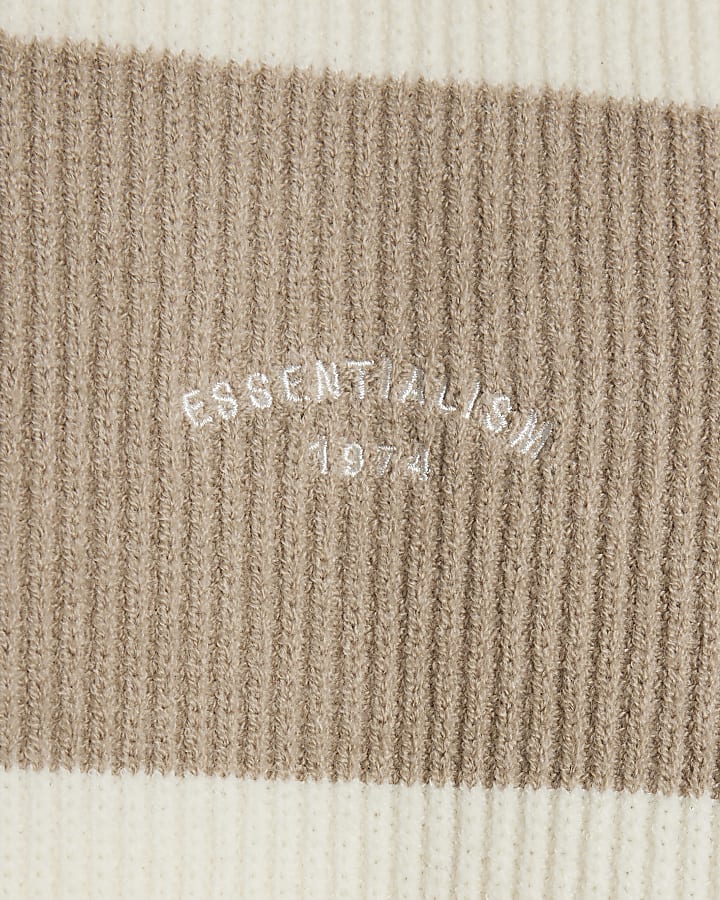 crema slim fit stripe costola bloccato jumper