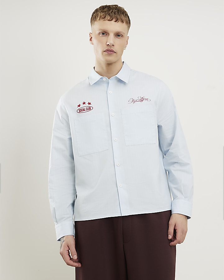 blu regular fit graphic maglietta a righe